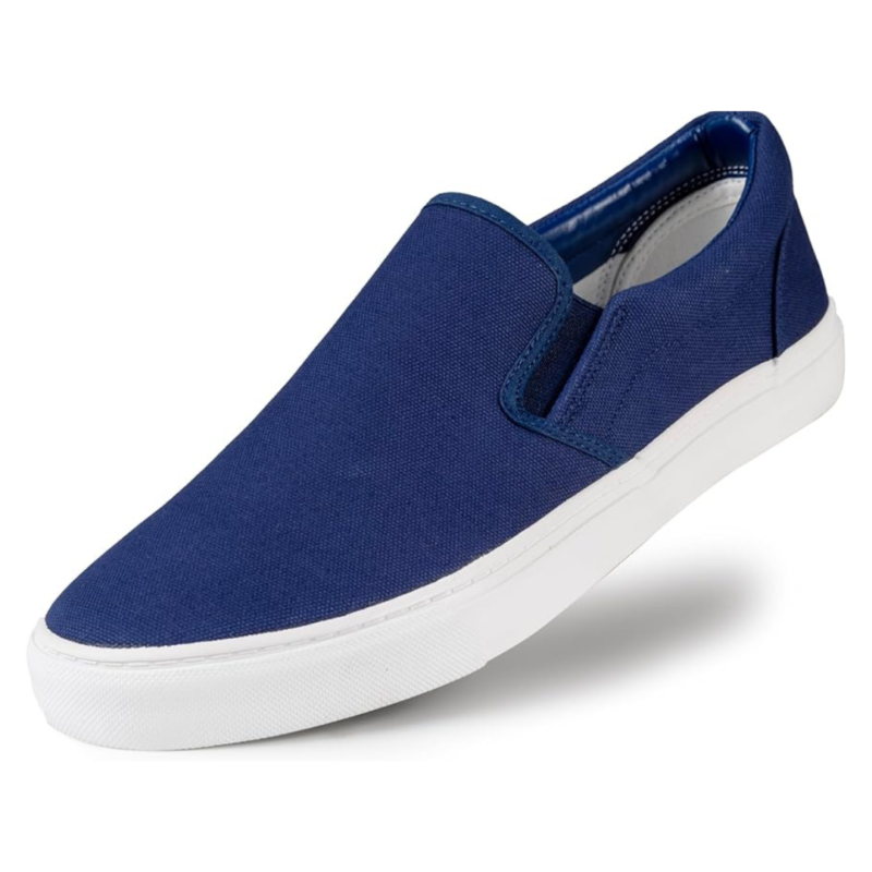 Lunovilla Men's Classic Low Top Slip-On Sneakers with Soft Insole | Navy