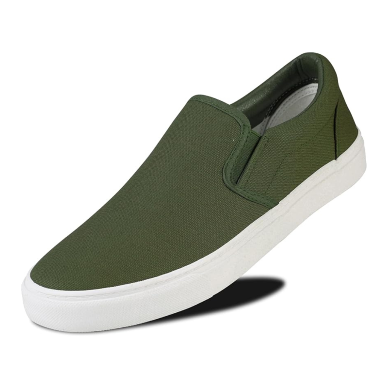 Lunovilla Men's Classic Low Top Slip-On Sneakers with Soft Insole | Olive