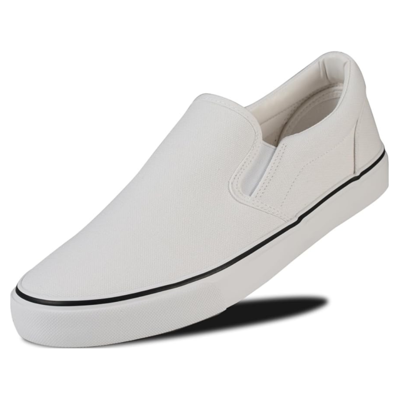Lunovilla Men's Classic Low Top Slip-On Sneakers with Soft Insole | Whiteline