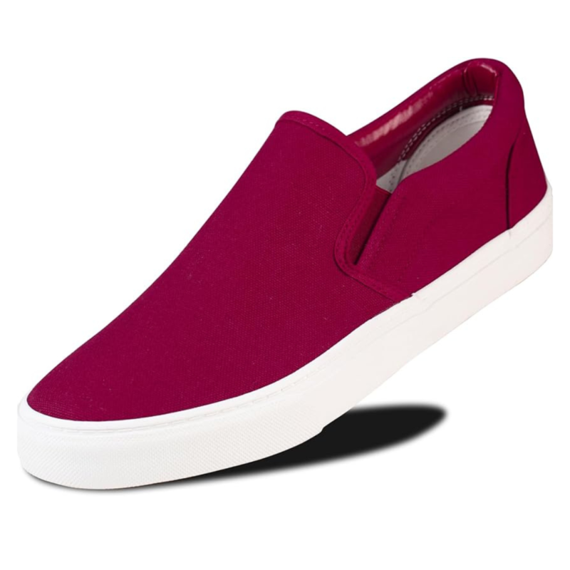 Lunovilla Men's Classic Low Top Slip-On Sneakers with Soft Insole | Maroon