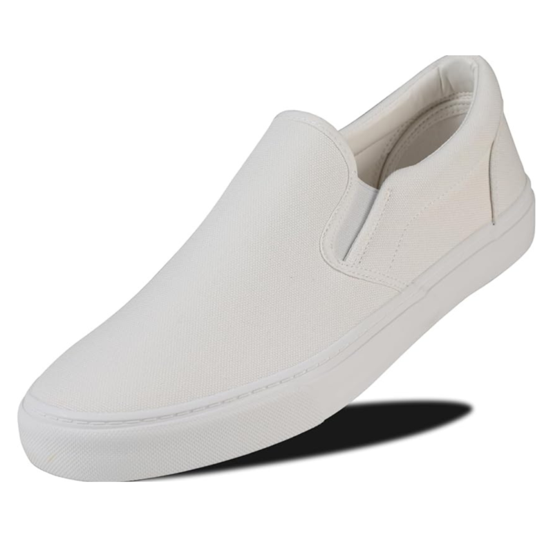 Lunovilla Men's Classic Low Top Slip-On Sneakers with Soft Insole | White