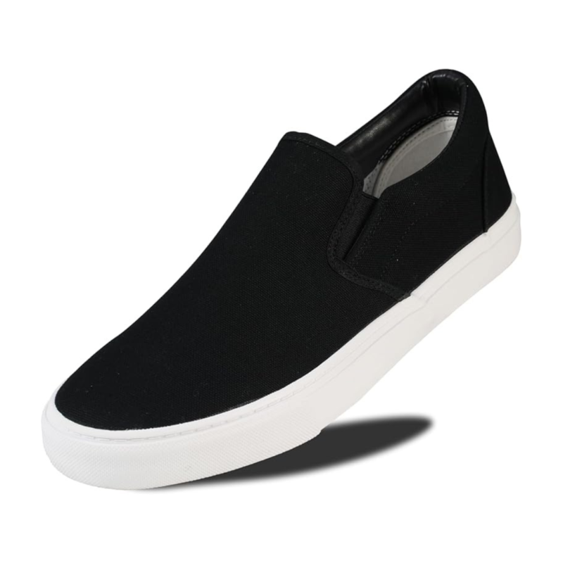 Lunovilla Men's Classic Low Top Slip-On Sneakers with Soft Insole | Black