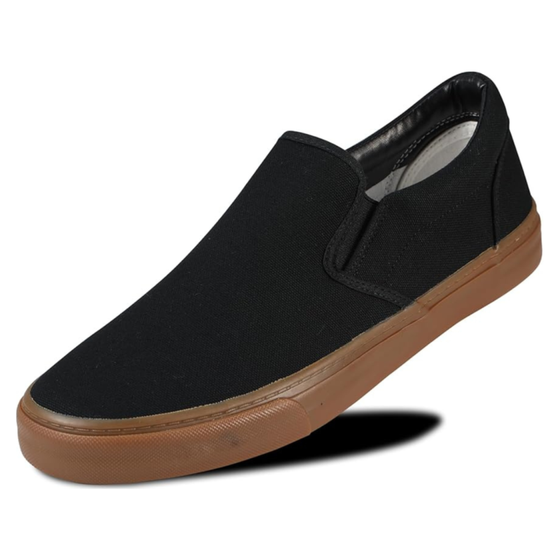 Lunovilla Men's Classic Low Top Slip-On Sneakers with Soft Insole | Gumblack