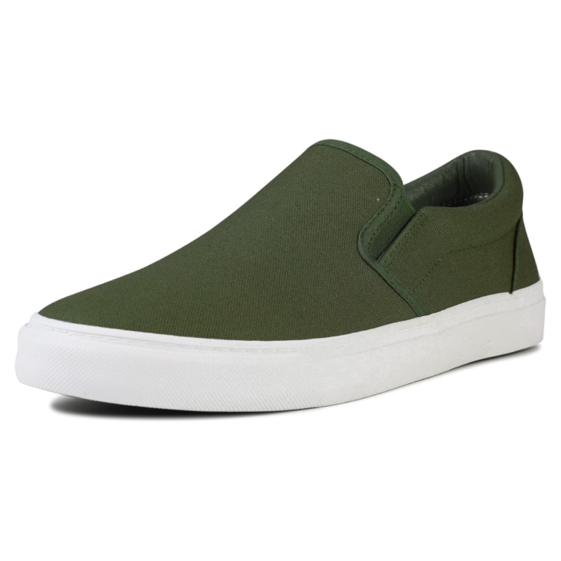 Lunovilla Men's Classic Low Top Slip-On Sneakers with Soft Insole | Olive - Image 2