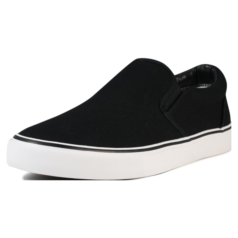Lunovilla Men's Classic Low Top Slip-On Sneakers with Soft Insole | Blackline - Image 2