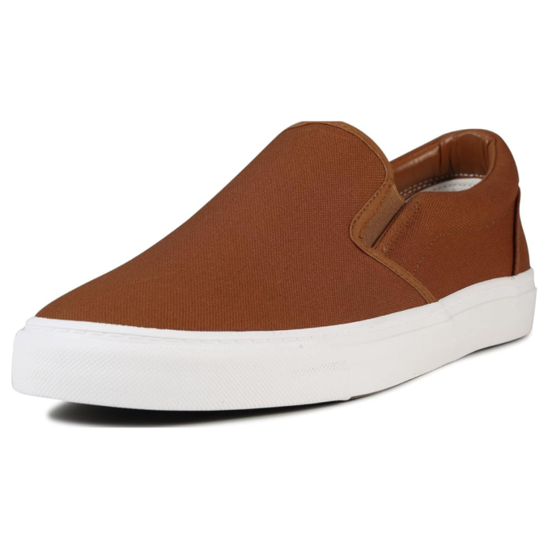 Lunovilla Men's Classic Low Top Slip-On Sneakers with Soft Insole | Brown - Image 2