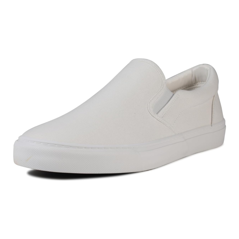 Lunovilla Men's Classic Low Top Slip-On Sneakers with Soft Insole | White - Image 2