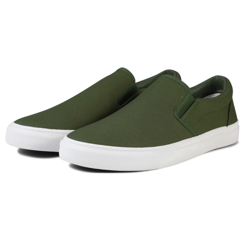 Lunovilla Men's Classic Low Top Slip-On Sneakers with Soft Insole | Olive - Image 3