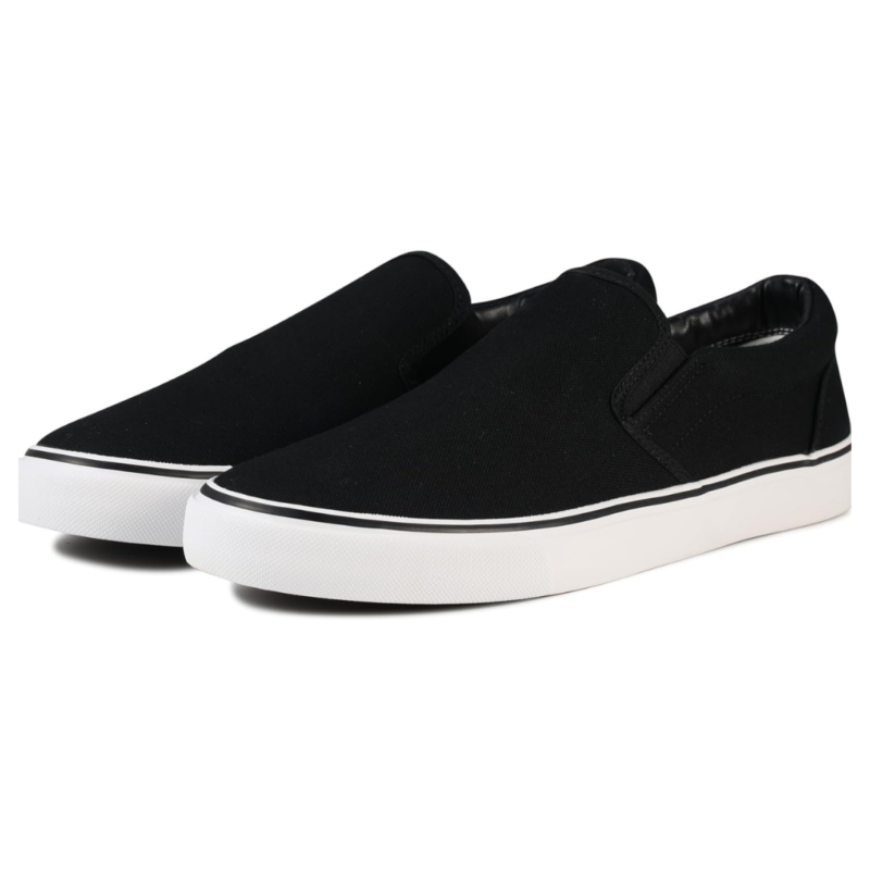 Lunovilla Men's Classic Low Top Slip-On Sneakers with Soft Insole | Blackline - Image 3