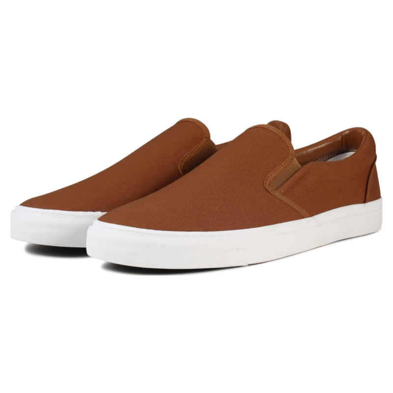 Lunovilla Men's Classic Low Top Slip-On Sneakers with Soft Insole | Brown - Image 3