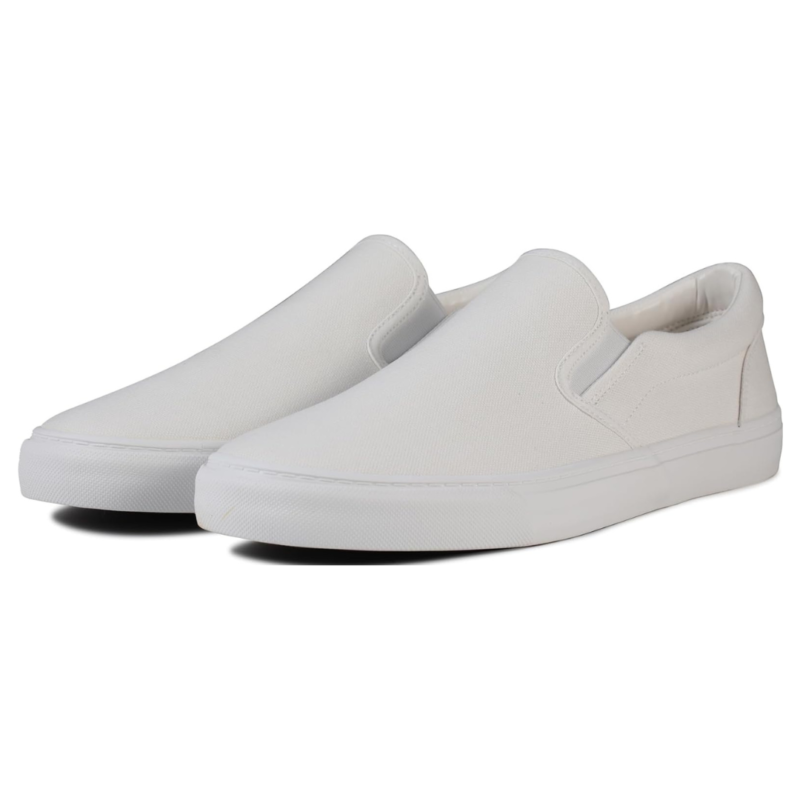 Lunovilla Men's Classic Low Top Slip-On Sneakers with Soft Insole | White - Image 3