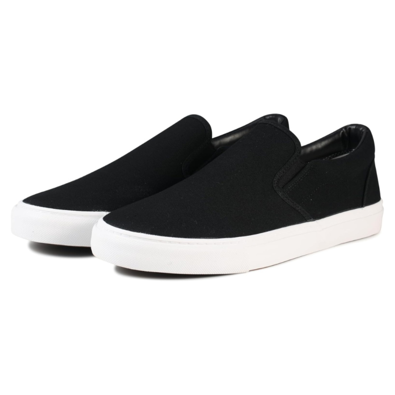 Lunovilla Men's Classic Low Top Slip-On Sneakers with Soft Insole | Black - Image 3