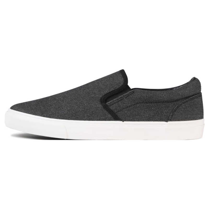 Lunovilla Men's Classic Low Top Slip-On Sneakers with Soft Insole | Black Denim - Image 4