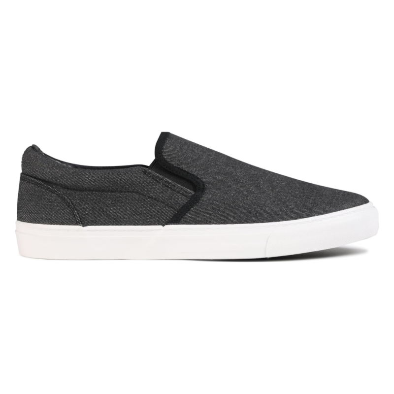 Lunovilla Men's Classic Low Top Slip-On Sneakers with Soft Insole | Black Denim - Image 5