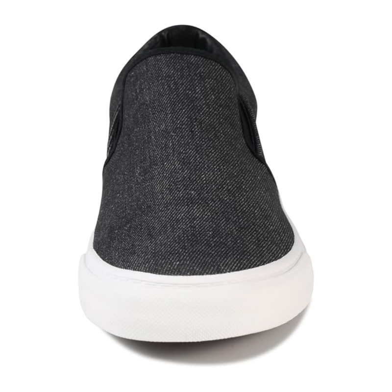 Lunovilla Men's Classic Low Top Slip-On Sneakers with Soft Insole | Black Denim - Image 6